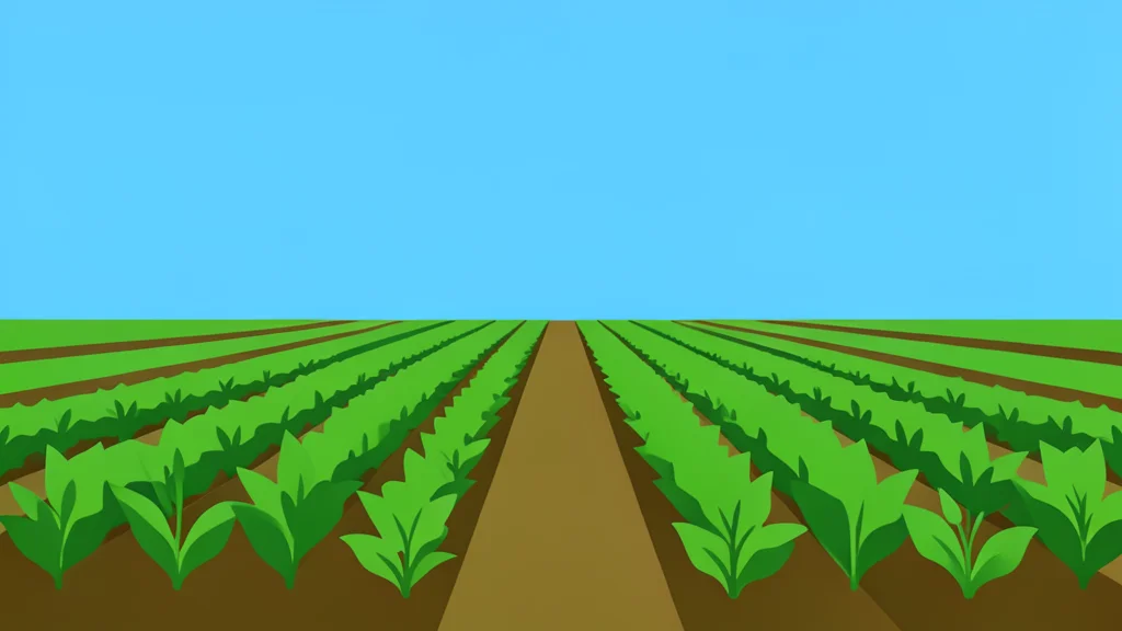 A field of green crops under an open sky