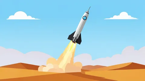A ballistic missile rising from a desert landscape