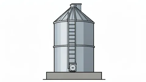 A stylized steel-making plant with tall smokestacks releasing plumes of smoke into the sky