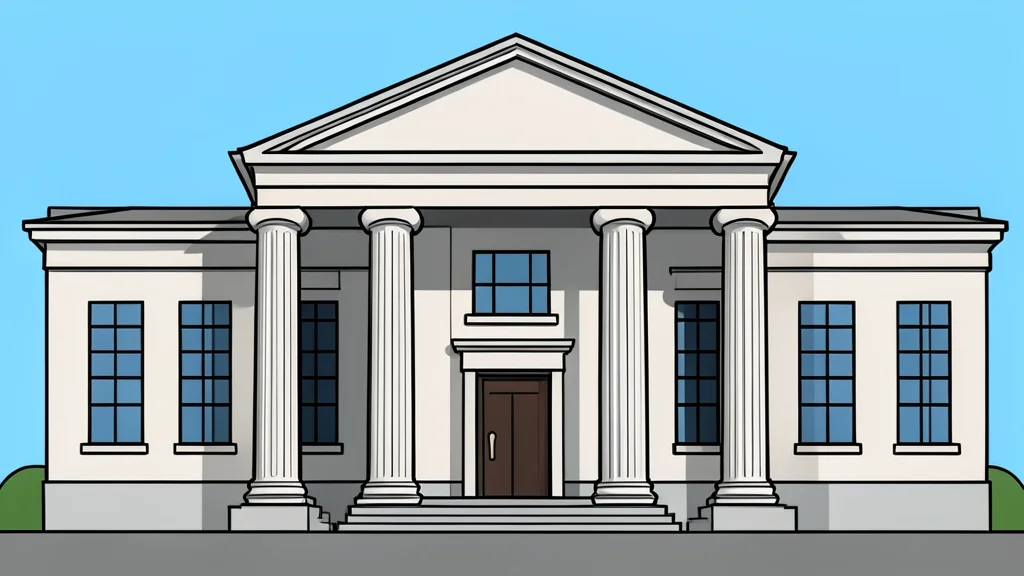 A flat vector illustration of a federal courthouse with classical columns.