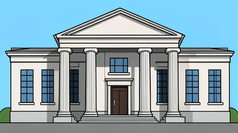 A flat vector illustration of a federal courthouse with classical columns.