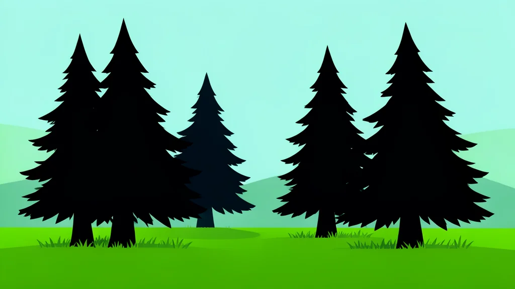 Blackened pine trees standing in a green meadow