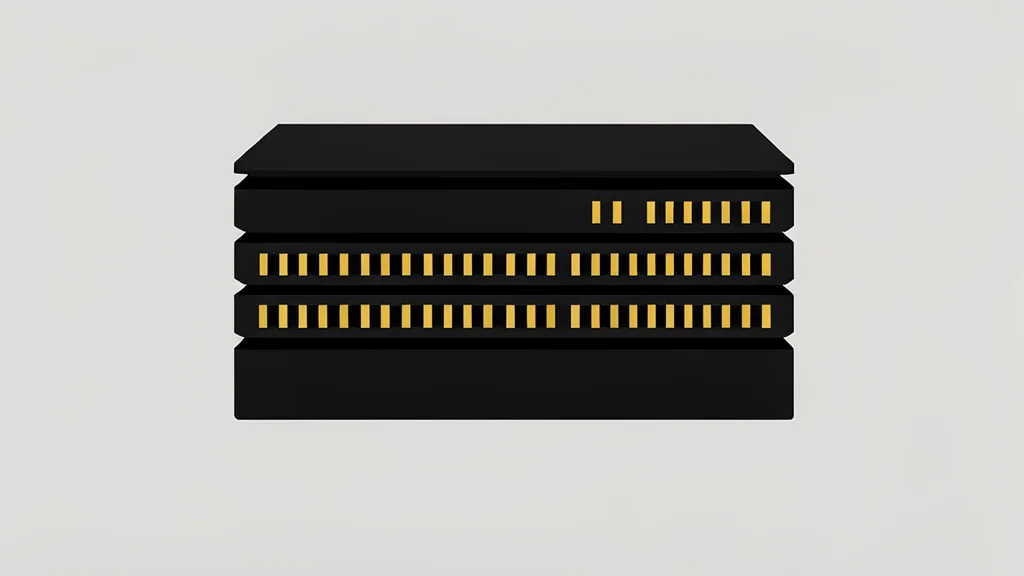 A stack of black computer memory modules with gold contact pins