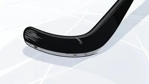 A white ice hockey puck resting on a smooth, blue-tinged ice surface with faint skate marks.