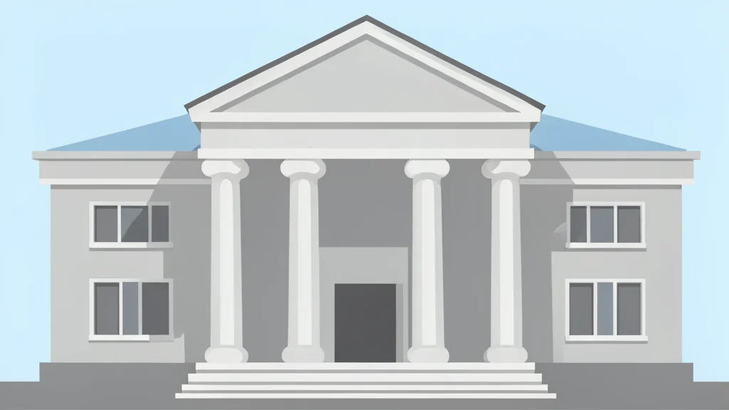 A classical government building facade with columns and a pediment