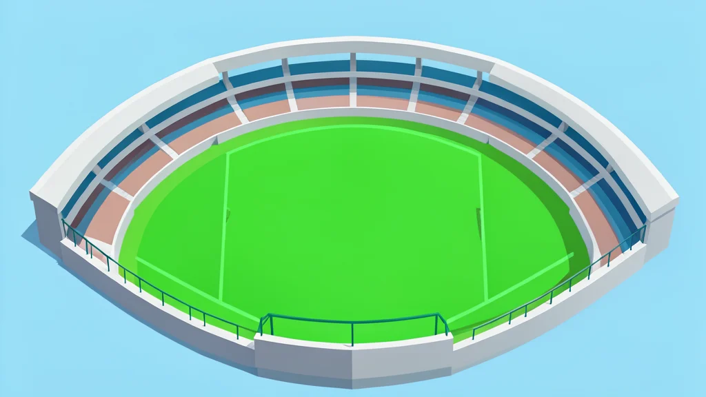 A flat vector illustration of a cricket stadium with a green pitch and boundary ropes.