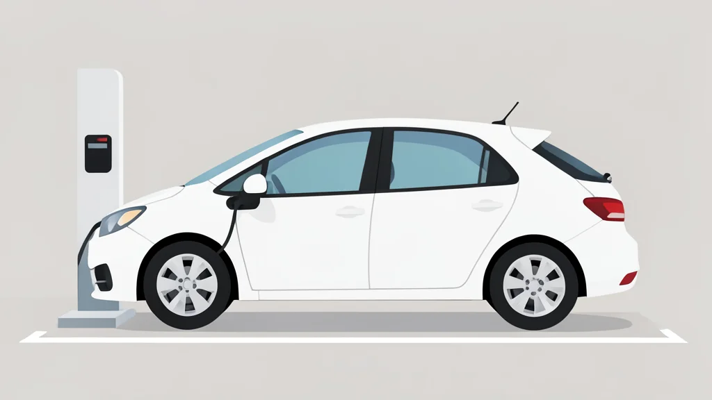 A white electric vehicle plugged into a charging station in a parking lot
