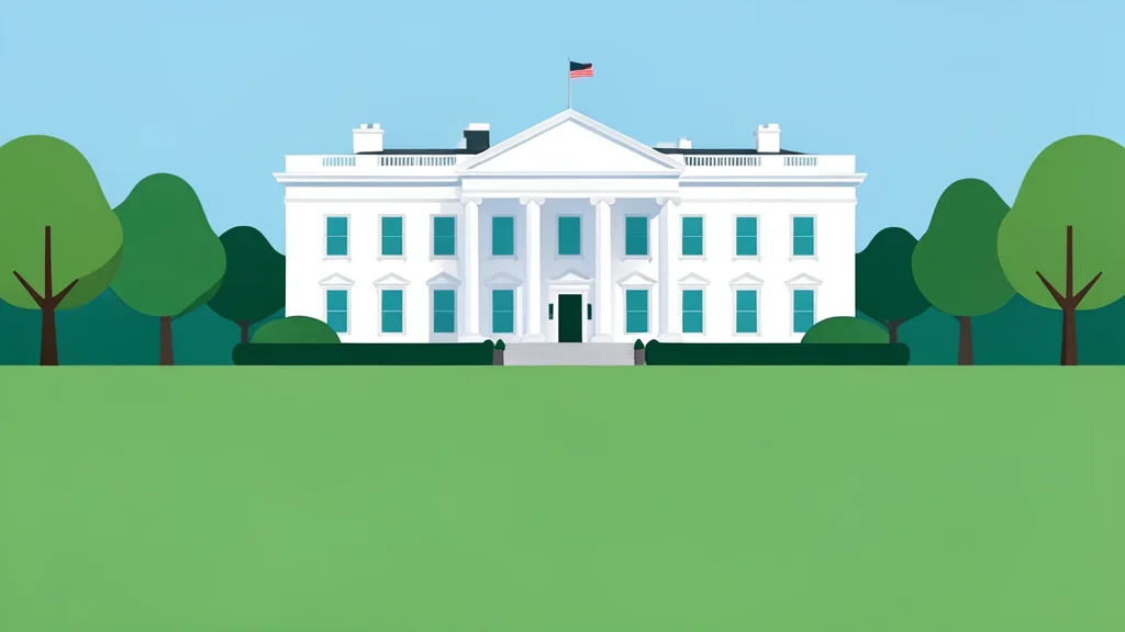 A view of the White House South Lawn with manicured grass and a clear sky.
