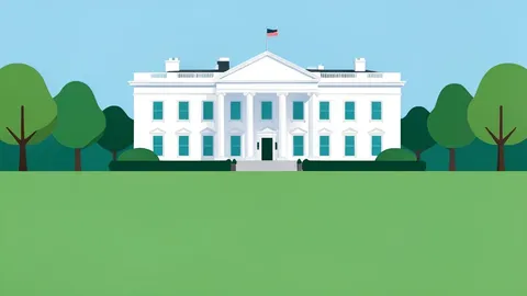 A view of the White House South Lawn with manicured grass and a clear sky.
