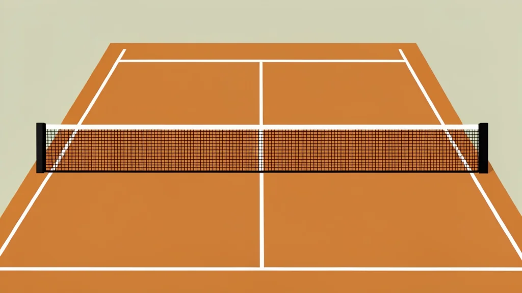 A high school tennis court with a net and clay or hard surface
