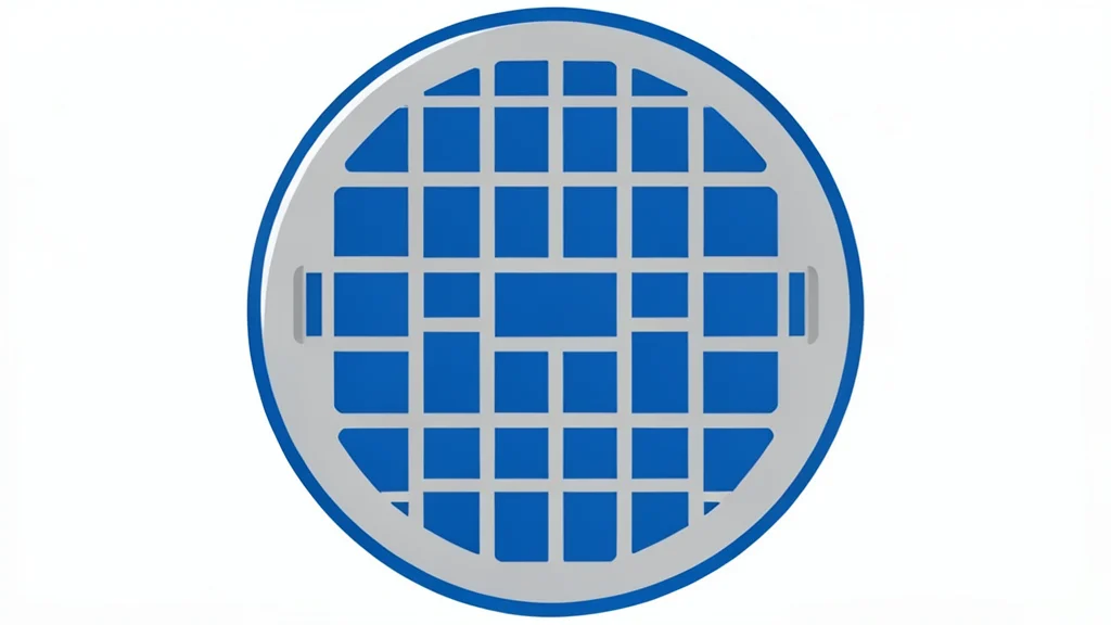 A silicon wafer with a grid of microchips
