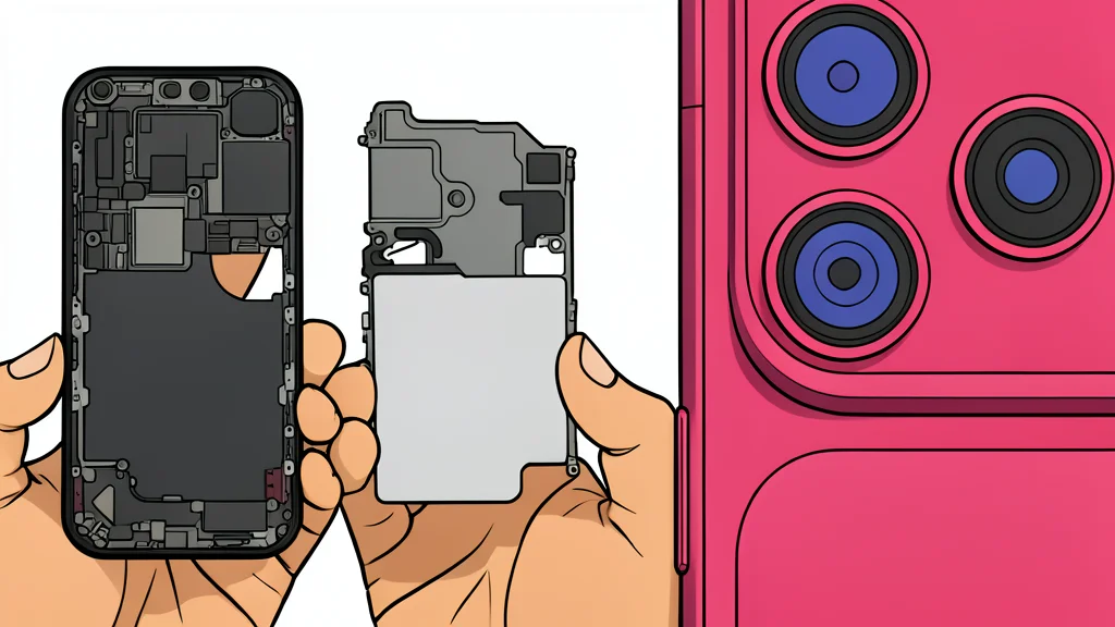 A detailed close-up of a smartphone camera lens assembly showing mechanical iris blades.