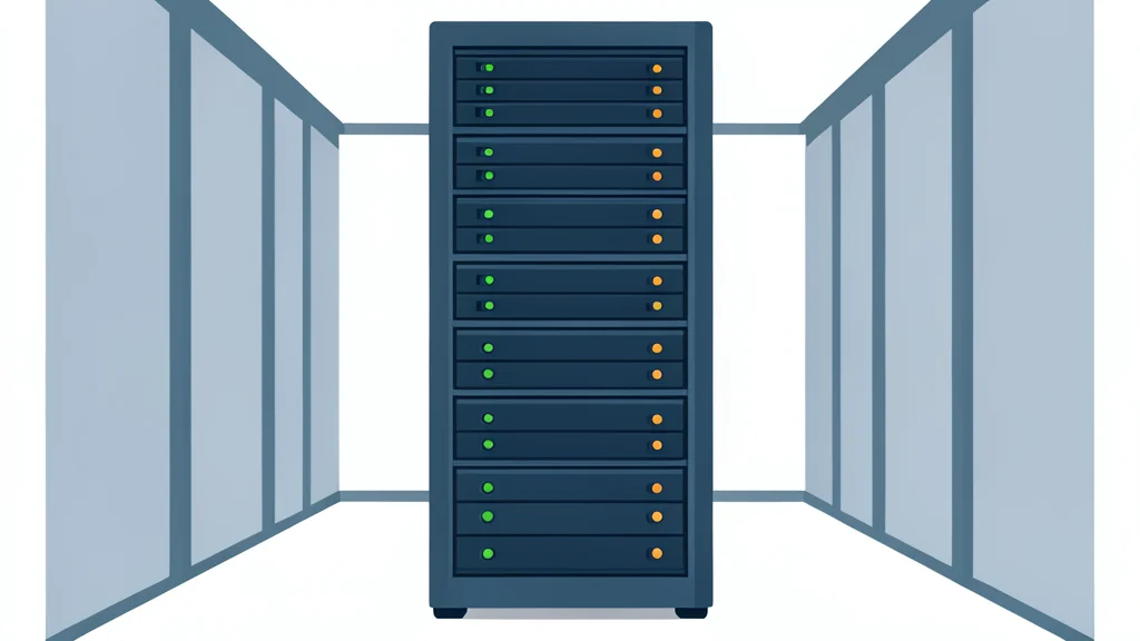 A server rack with blinking status lights