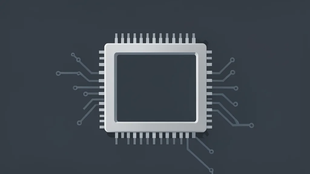 A stylized silicon microprocessor chip resting on a dark surface