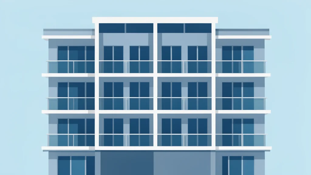 A modern apartment building facade with balconies