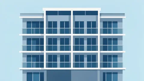 A modern apartment building facade with balconies