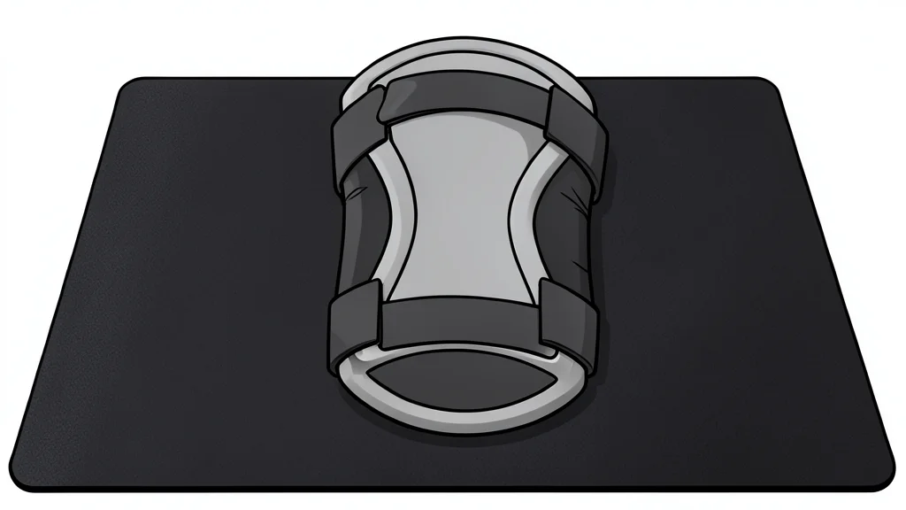 A pair of heavy leather boxing gloves hanging from a metal chain in a dimly lit gym environment.