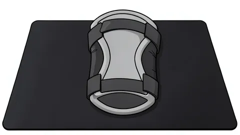 A pair of heavy leather boxing gloves hanging from a metal chain in a dimly lit gym environment.