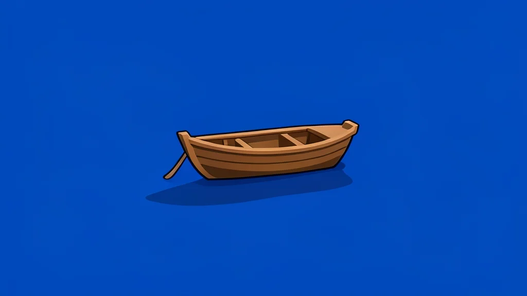A small wooden boat floating on deep blue waters