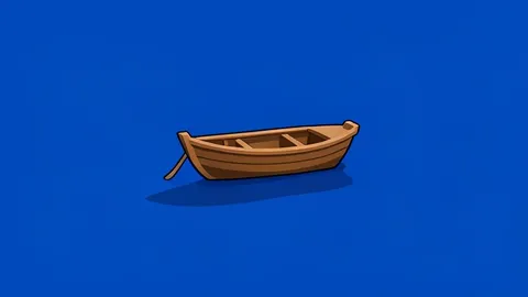 A small wooden boat floating on deep blue waters