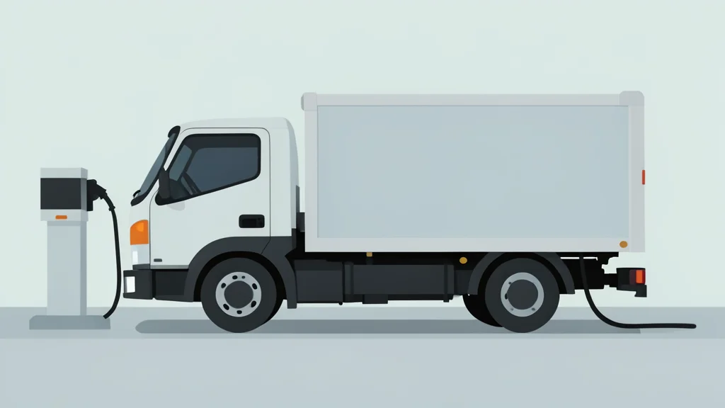 A large electric truck parked at a charging station with a cable connected to its side.