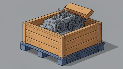 A modern industrial factory floor with robotic arms assembling metal components