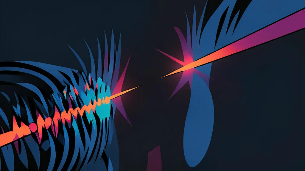 A microscopic mechanical resonator chip with a stylized vibration wave pattern