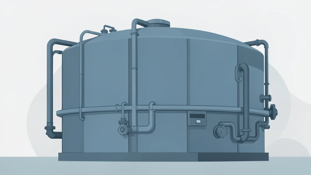 A large industrial fuel storage tank with pipes and valves