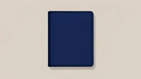 A closed leather passport lying on a wooden desk next to a boarding pass