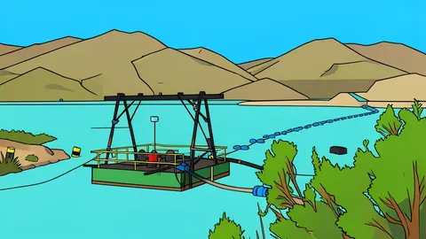 A silver mining facility with processing equipment in a mountainous landscape
