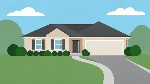 A suburban single-family house with a front yard and driveway