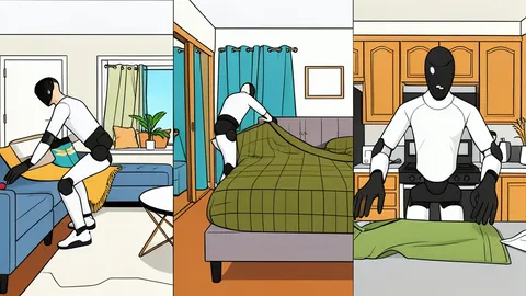 A humanoid robot standing in a living room