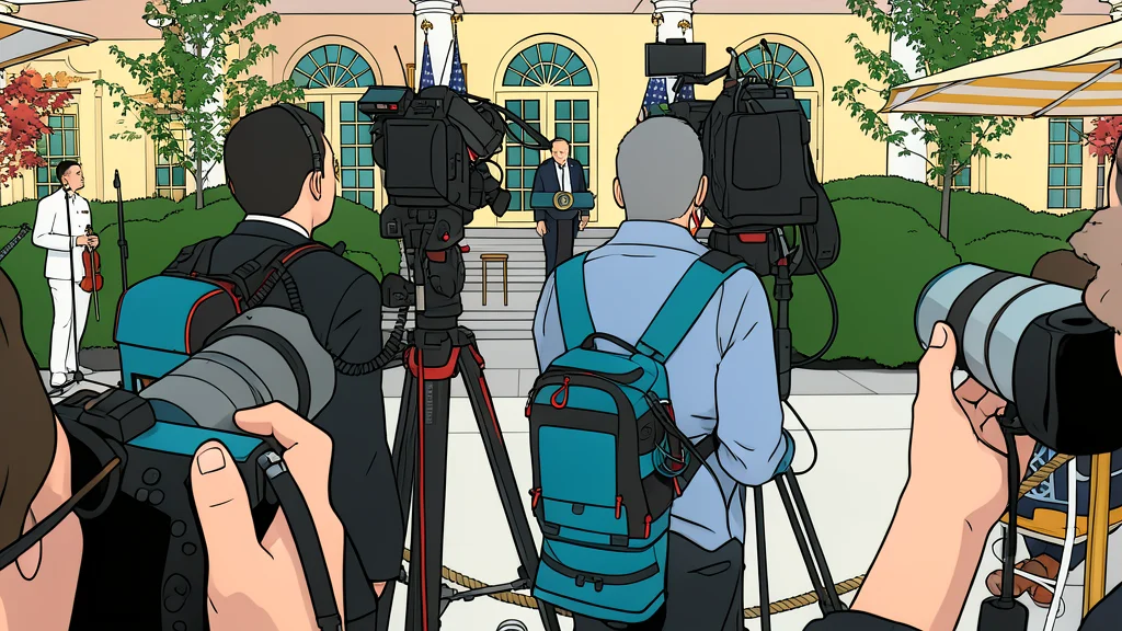 A white house press pool camera on a tripod