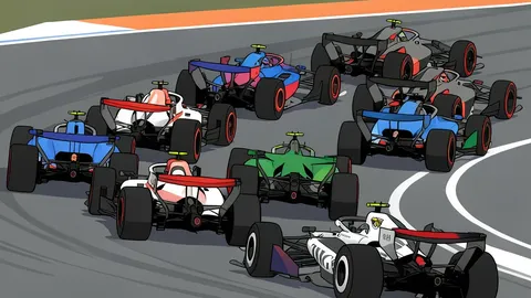 A single open-wheel racing car with exposed wheels and a large rear wing, parked on a smooth asphalt track surface.