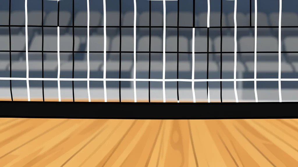 A white volleyball resting on a polished wooden court floor