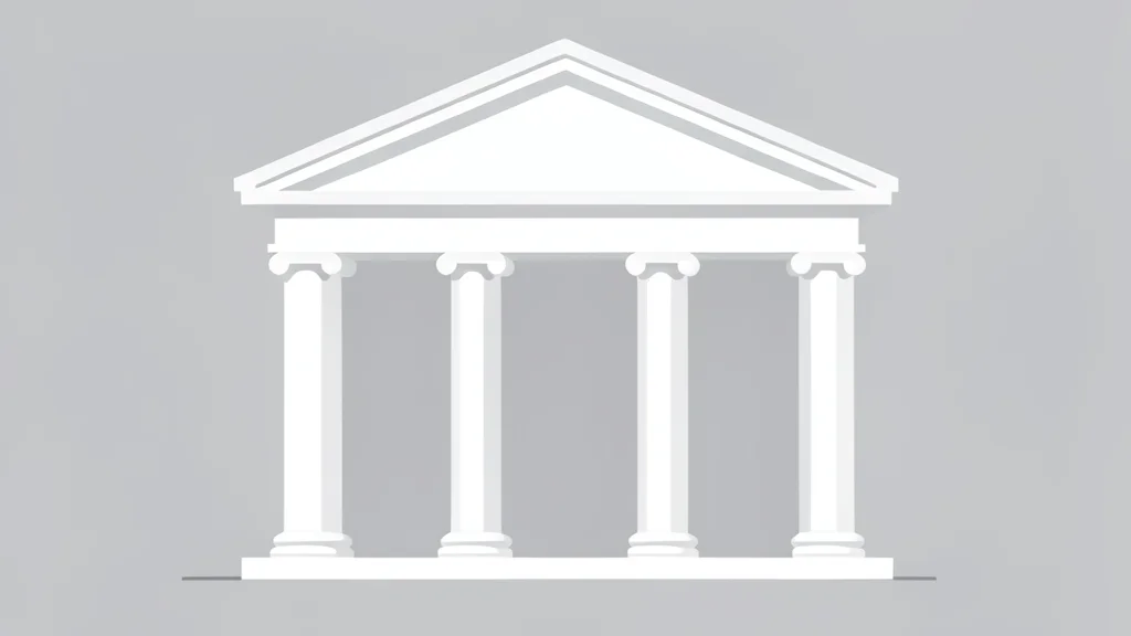 A classical European central bank building facade featuring tall stone columns and a pediment.