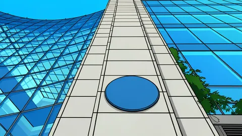A flat vector illustration of a server rack with blinking status lights.