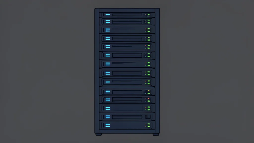 A server rack with glowing indicator lights