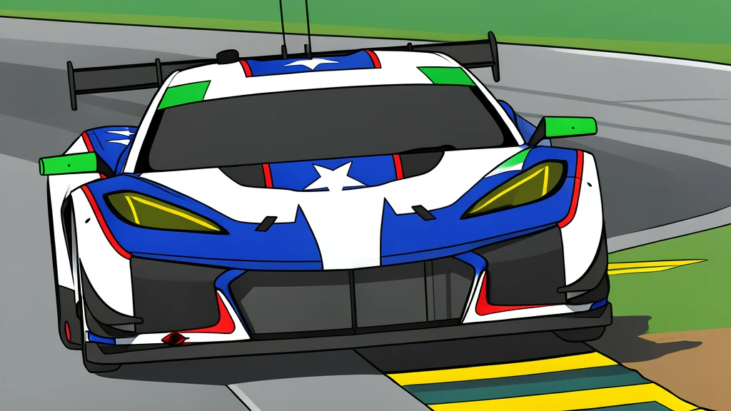 A red and black sports car with a large rear wing parked on a paved racetrack