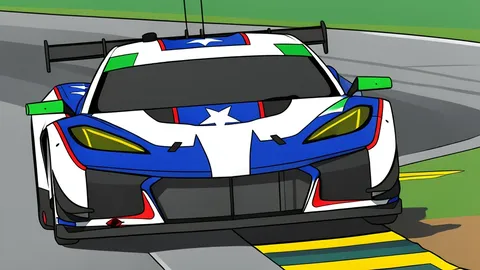 A red and black sports car with a large rear wing parked on a paved racetrack