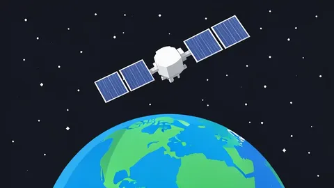 A satellite orbiting high above the Earth's atmosphere