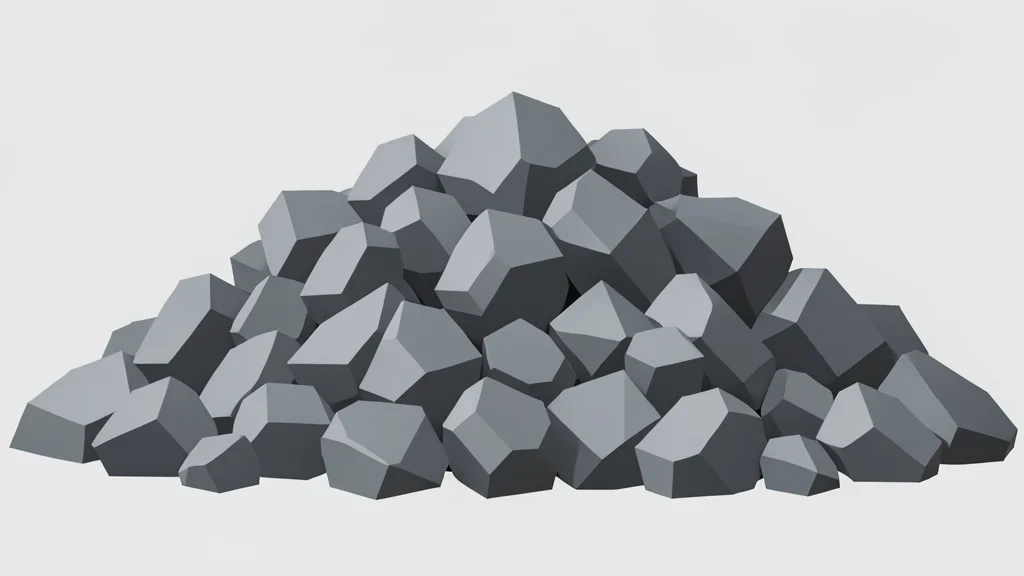 A stockpile of grey crushed stone and rock fragments in an open-air quarry