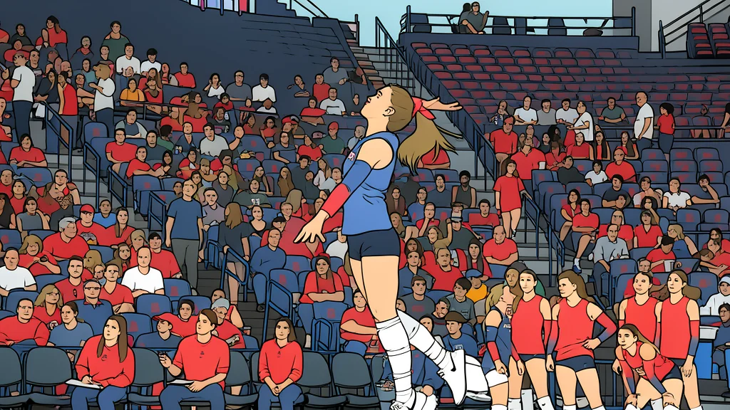 A volleyball net stretched across a gymnasium floor
