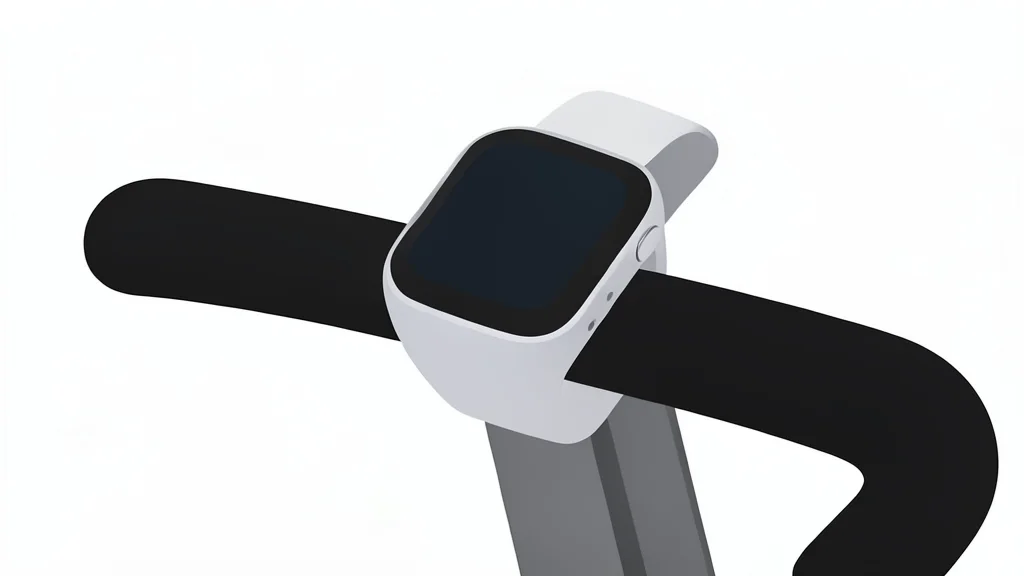 A smartwatch resting on a wooden table next to a recumbent exercise bike.