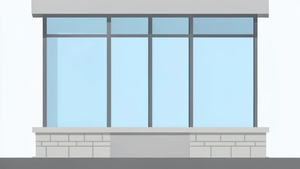 A modern bank building facade with large glass windows and a stone base