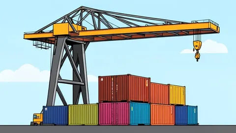 A large container ship loaded with colorful shipping containers moving through a busy port