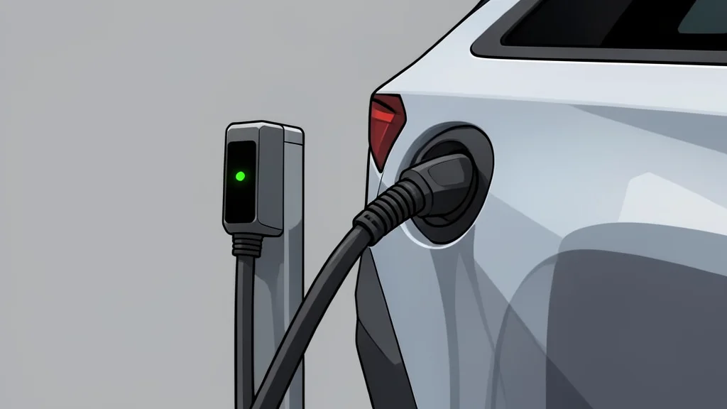 A modern electric vehicle charging station with a cable plugged into a car
