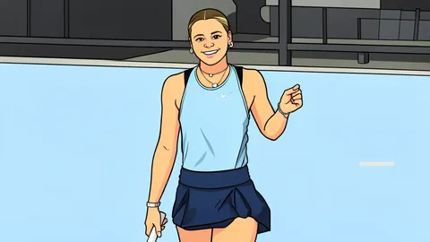A flat-vector illustration of a clay tennis court with a white net stretched across the center, surrounded by green foliage.