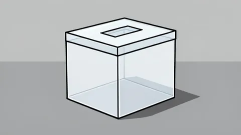 A wooden ballot box with a slot on top, sitting on a table in a dimly lit room