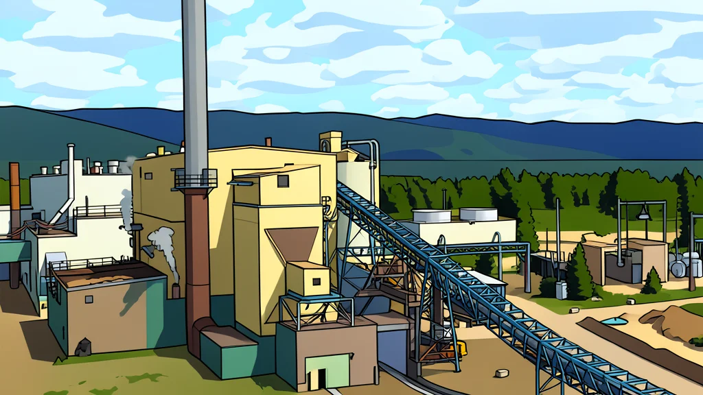 A timber sawmill with stacks of cut lumber